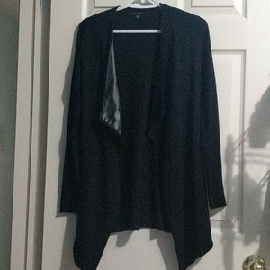 DYNAMITE CARDIGAN WITH LEATHER TRIM